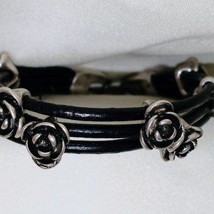Lucky Brand Rose Charm Multi Strand Leather Bracelet